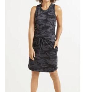 Sundry Evereve Weekender Camo Print Racer Back Tank Dress Drawstring Waist XL